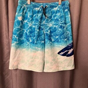 Blue Ocean Print Swim Shorts